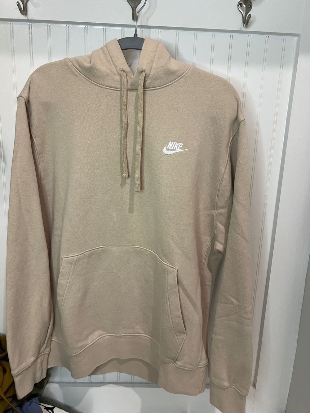 Nike Neutral-Tone Pullover Hoodie with White Logo
